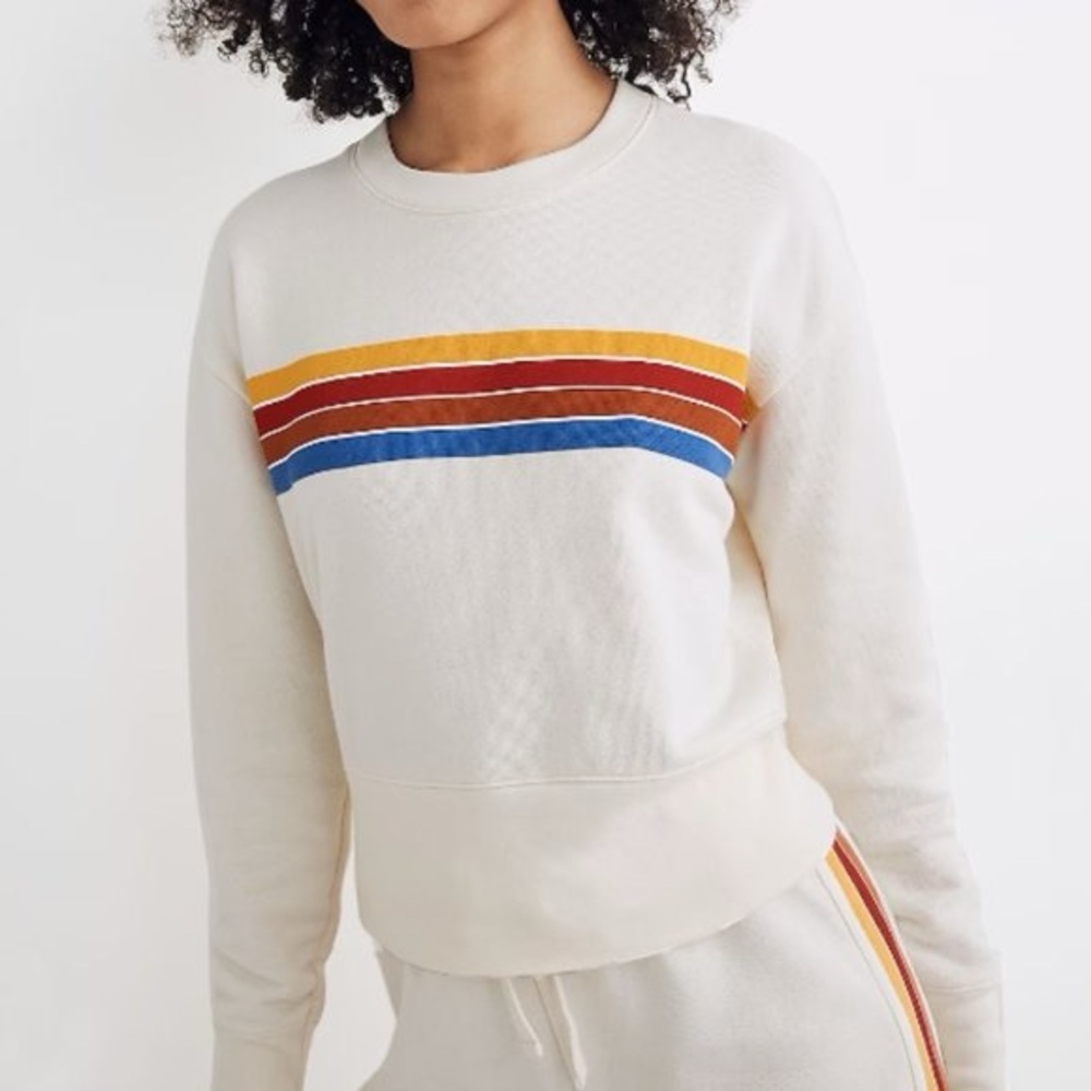 MADEWELL Women's Rainbow White Striped Top